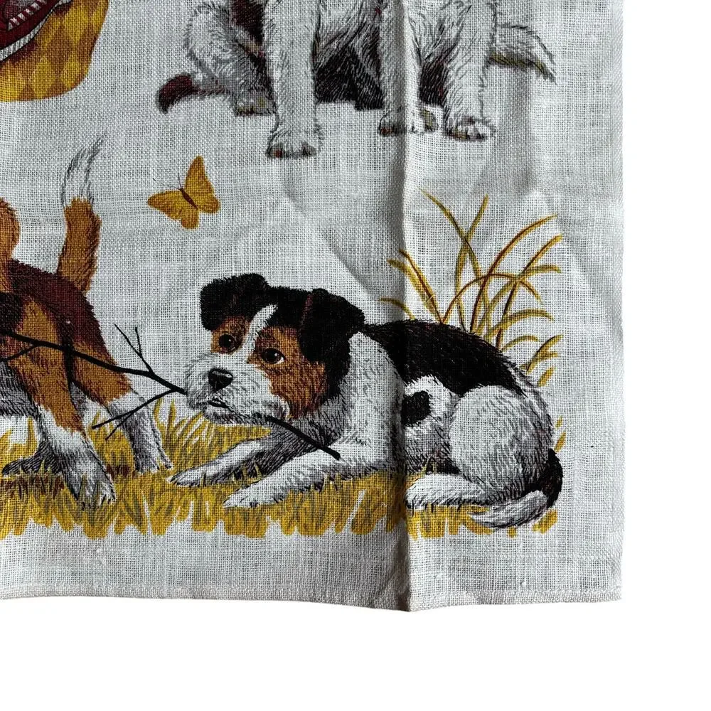 Kay Dee pure linen kitchen tea towel dog lovers love dogs puppies novelty print